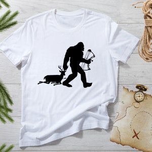 Bow Hunting Bigfoot, Funny Bow Hunting Sasquatch Unisex Adults Polyester
