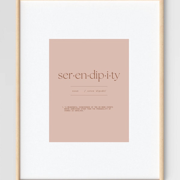 Serendipity definition wall art | spiritual poster | manifest poster | wall decor | wall art | digital download