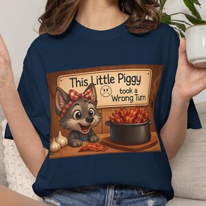 Wolf Shirt, This Little Piggy Took a Wrong Turn, Funny Wolf, Bacon Lovers, Comfort Colors 1717 Unisex Garment-Dyed Tee