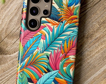 Colorful Tropical Palm Tree Leaf Vacay Phone Cases For iPhone 15, 14, 13, 12 Plus, Pro, Pro Max, Samsung Galaxy S23, S22, S21,S20 Plus Ultra