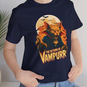 The Return of Vampurr, Sphynx Cat Dracula, Nosferatu, Funny Classic Horror Movie, Unisex Jersey Short Sleeve Shirt