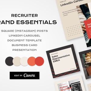 70+ Brand essentials for RECRUITERS, STAFFING AGENCIES - Establish your visual identity - Editable in Canva