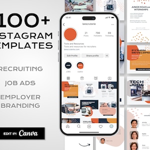 FUNKY - 100+ Instagram templates for recruiters, job ads, employer branding, HR teams | Editable in Canva | Vibrant, colorful design