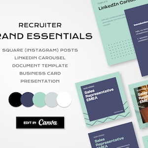 70+ Brand essentials for RECRUITERS, STAFFING AGENCIES - Establish your visual identity - Editable in Canva