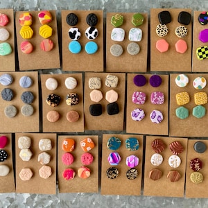 Clay large stud earring 3 pack