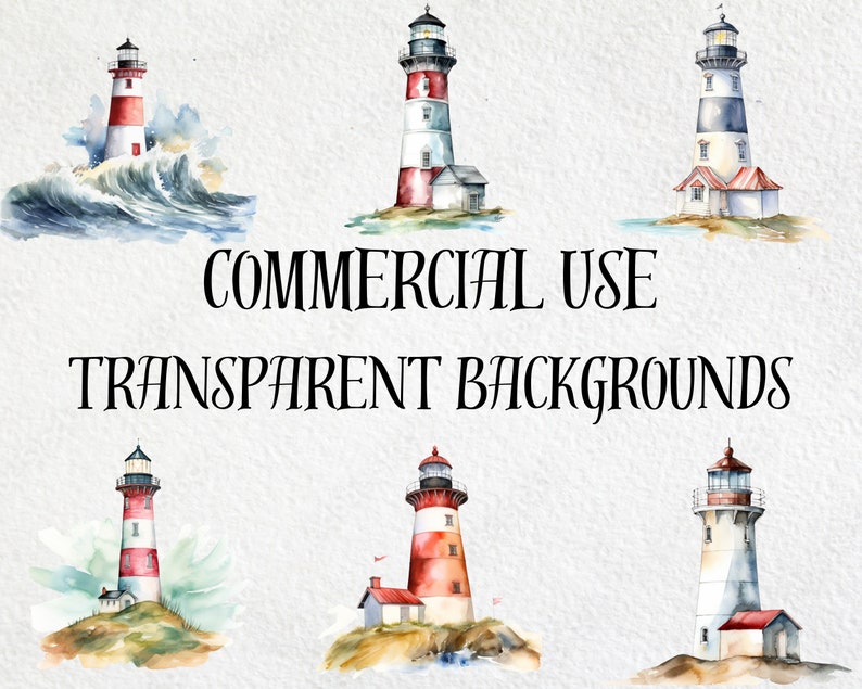 Watercolor Lighthouses Clip Art Bundle, Nautical SVG (digital Download ...