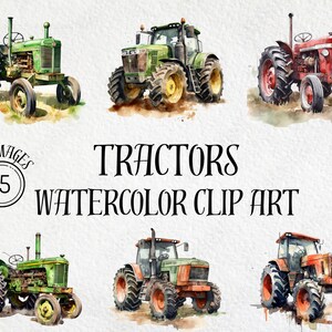 Tractor Clip Art Bundle, Tractor SVG, Farm svg, Farm Tractor, Farming svg, Watercolor Clip Art, Digital Download, Commercial Use