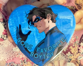 Nightwing "BoyToy" 57x53mm metalback heart shaped pin