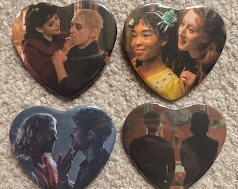 IWTV season 2 couples 57x53mm metalback heart shaped pins