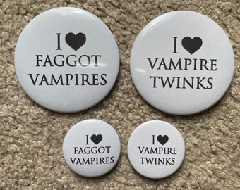 I Heart Vampires 32mm and 58mm pins