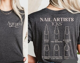 PERSONALIZED NAIL TECH T-Shirt, Nail Artist Gift, Cosmetology Graduation Present, Custom Manicurist Top, Nail Salon Spa Employee Present