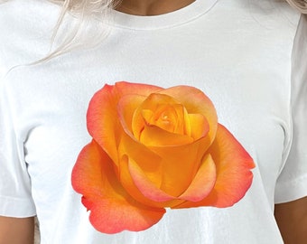 Orange Rose Tee, Floral T-shirt, Rose Flower Shirt, Beautiful Rose Shirt, Flower Shirt, Gift for Flower Lover