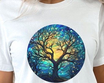 Stained Glass Tree Tee, Beautiful Tree T-shirt, Nature Shirt, Stained Glass Tee, Nature Tee, Hiking T-shirt, Camping Top