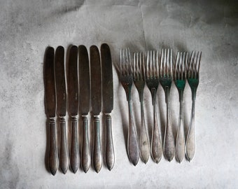 Vintage Alpaca silver 12gr forks and knifes 1900/ vintage cutlery/ antique cutlery/ Mother's Day gift