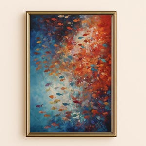 Colorful Abstract Fish Print: Coastal Modern Ocean Wall Art (Digital Download)