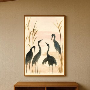 Sandhill Crane Watercolor Print, Minimalist Bird Art (Digital Download) image 8