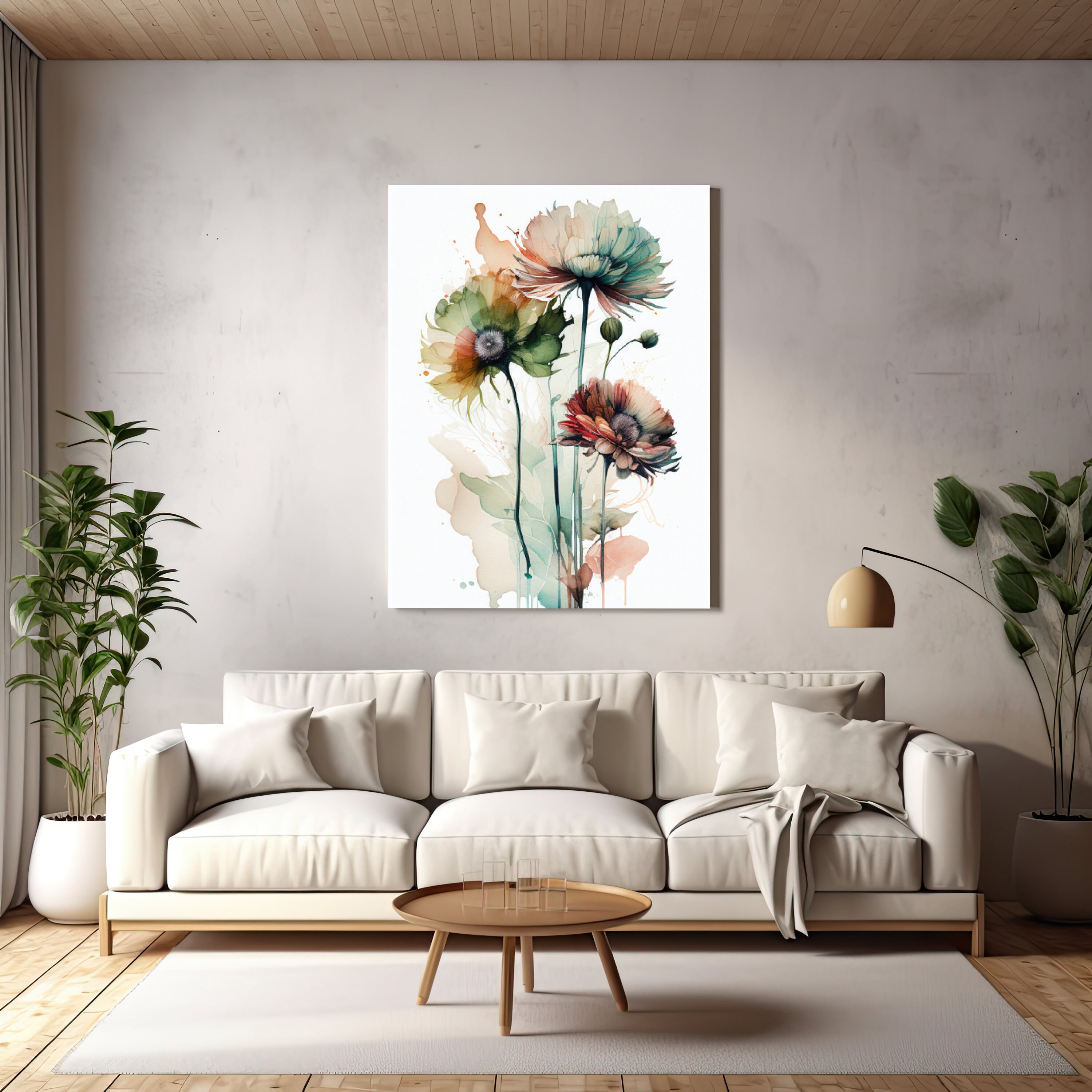 Watercolor Flowers Wall Art, Set of 2 Digital Download Prints, Flower ...