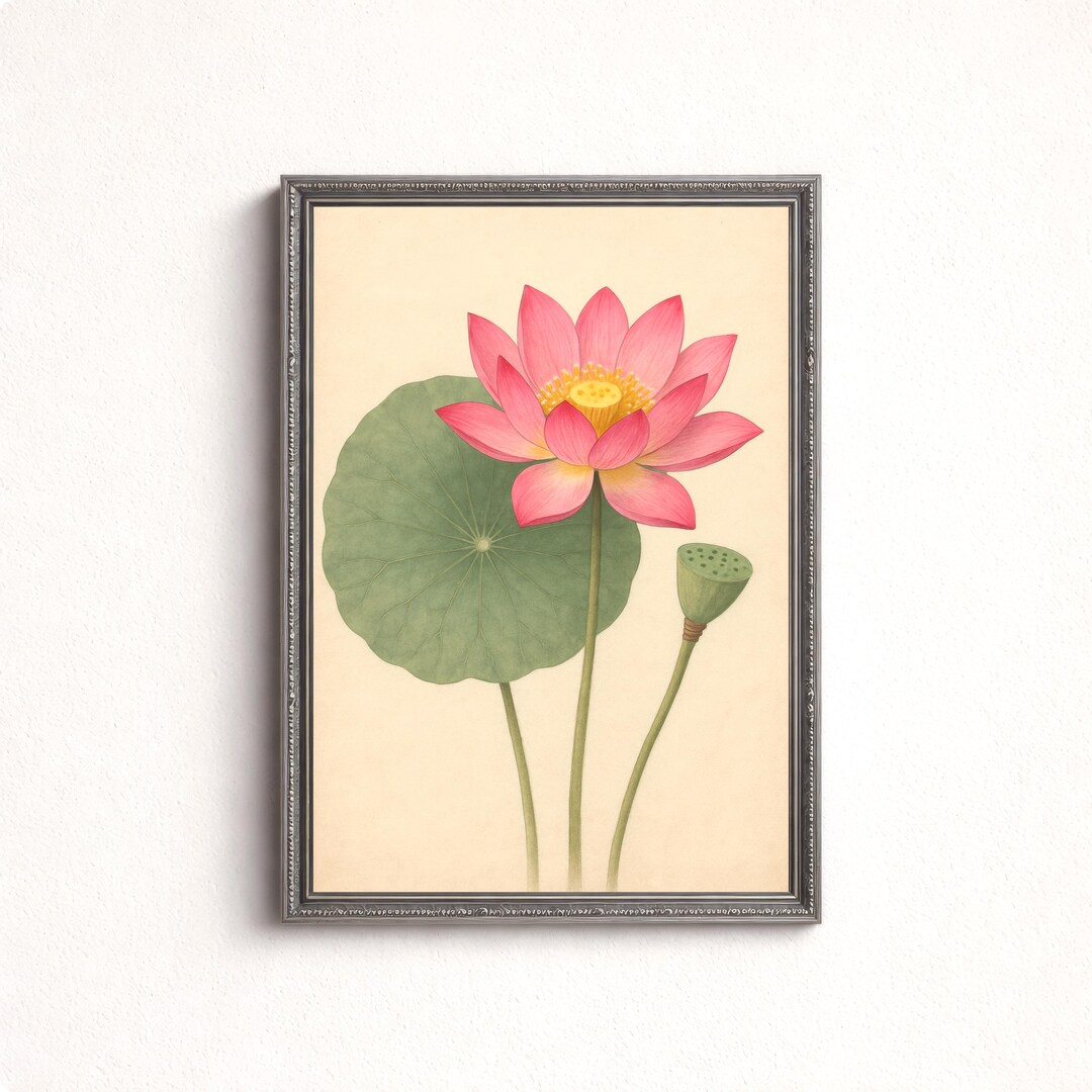 Pink Lotus Flower Wall Art, Botanical Floral Print, Minimalist Nature ...