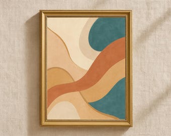 Terracotta Abstract Art Print: Minimalist Boho Earth Tones (Digital Download)