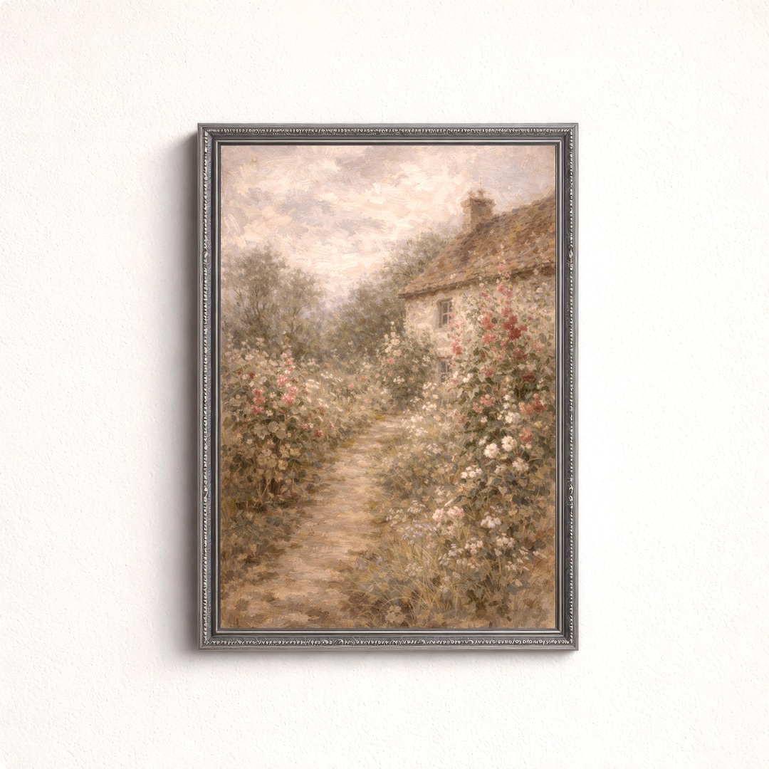 Spring Cottage Garden Wall Art, Romantic Floral Pathway Print ...