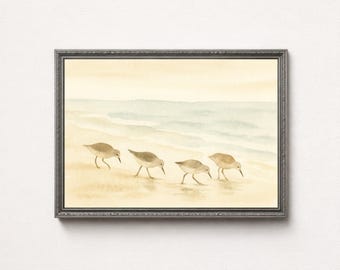 Sandpipers Coastal Watercolor Art Print – Seaside Beach Decor (Digital Download)