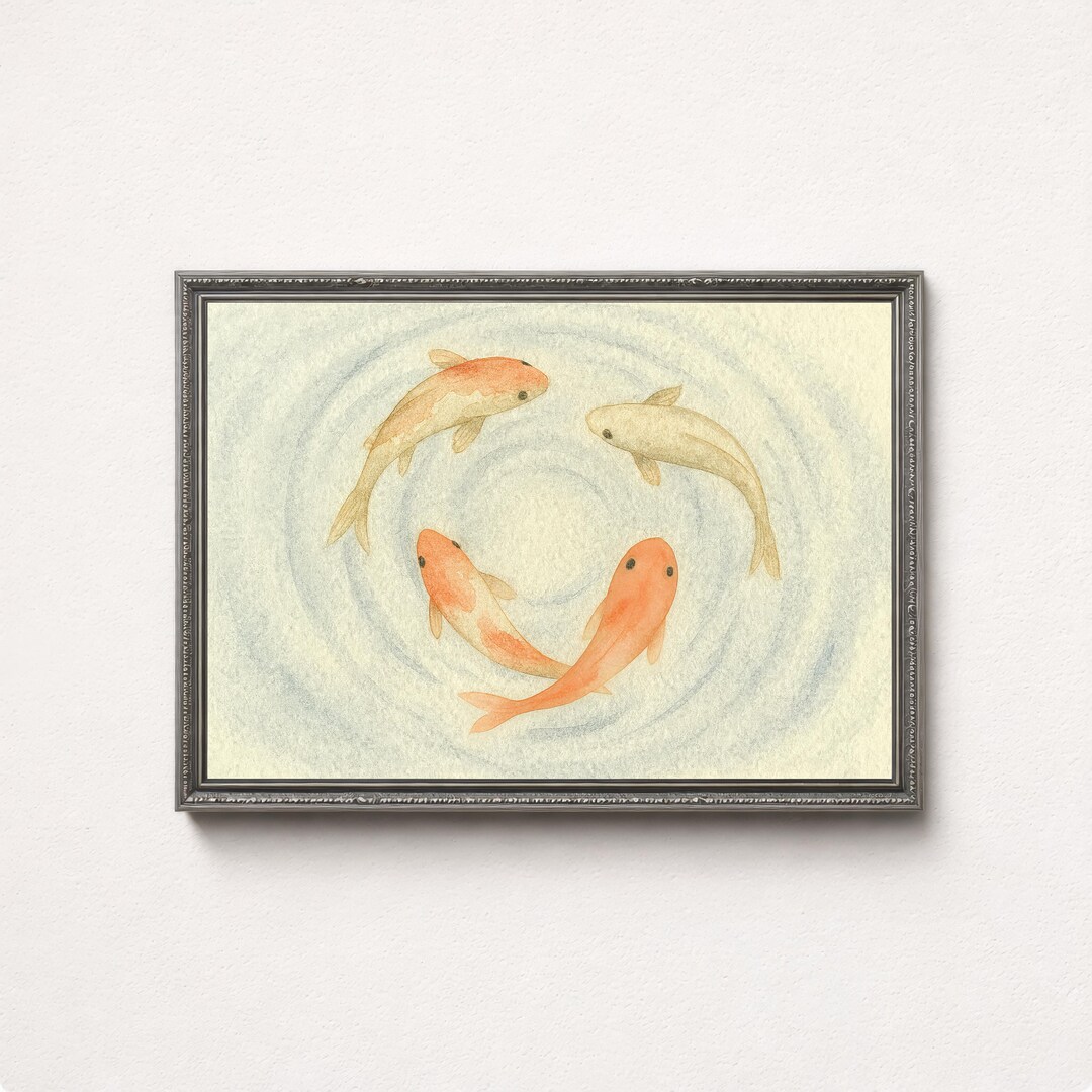 Koi Fish Watercolor Print – Zen Coastal Wall Art (digital Download) - Etsy