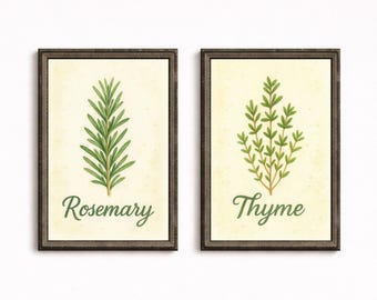 Rosmarin & Thymian Küchen Print Set: Rustikale Kräuterkunst (Digitaler Download)