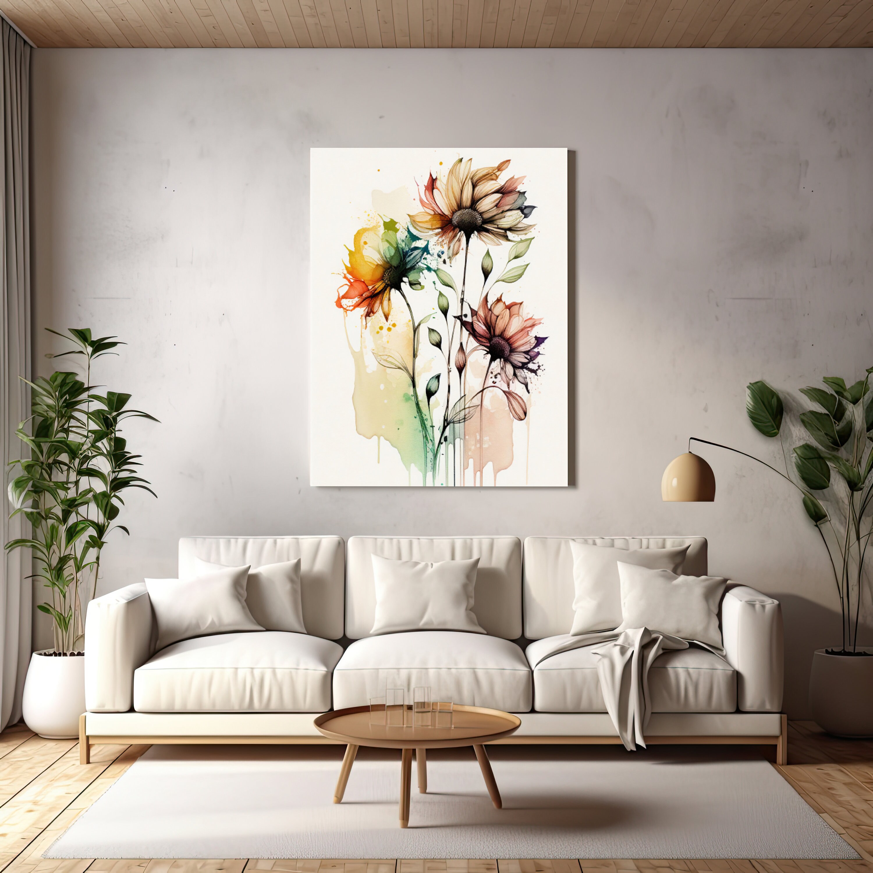 Watercolor Flowers Wall Art, Set of 2 Digital Download Prints, Flower ...