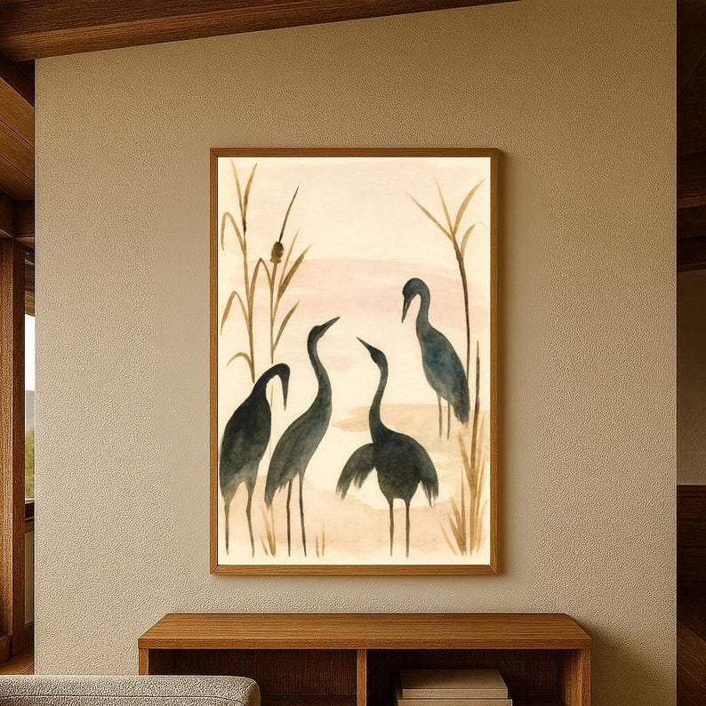 Sandhill Crane Watercolor Print, Minimalist Bird Art (Digital Download) image 8