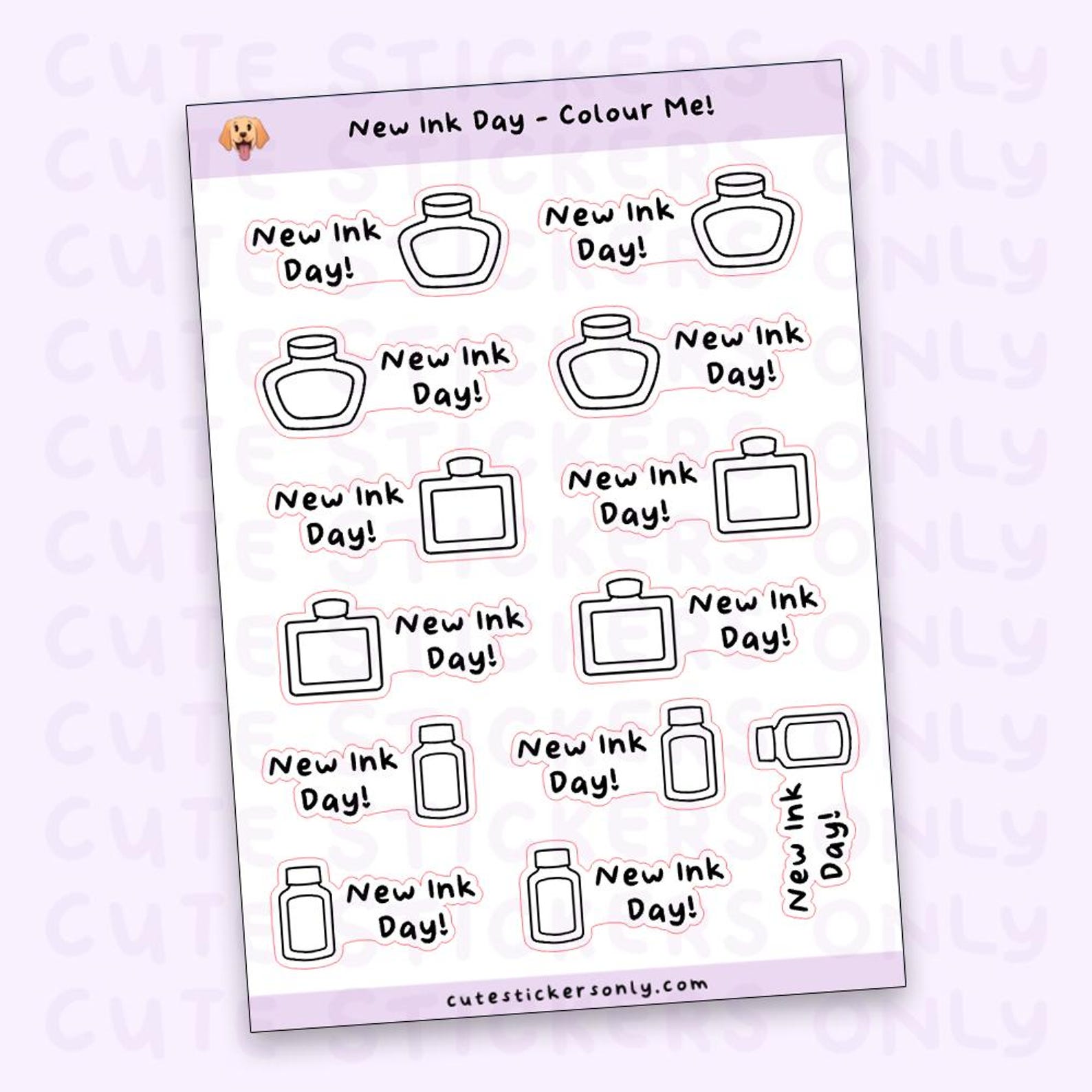 New Ink Day New Ink Day - Colour Your Own Sticker Sheets: Fountain Pen Ink Bottle ...