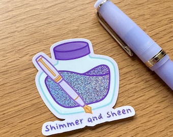 Shimmer and Sheen Purple Fountain Pen Ink Bottle Glitter Sticker