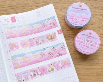 Sakura Washi Tapes (Set 20 mm + 15 mm) mit Goldfolie