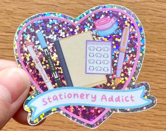 Stationery Addict Glitter Sticker: Pink Heart Planner Sticker