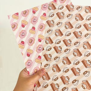 Carta di seta Kawaii Cafe A4 (150 gsm) / Carta per scrapbooking / Carta per bricolage / Junk Journal / Piccola carta da regalo / Carta per cruscotto / Ephemera