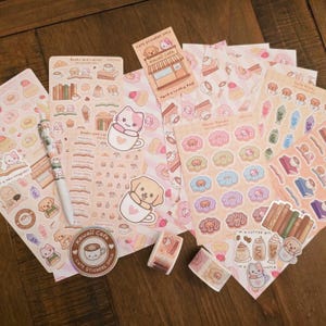 Kawaii Cafe Mystery Grab Bags - Adesivi, nastri washi, articoli di cancelleria / Regalo di illustrazioni / Pacchetto di cancelleria / Regalo per gli amanti degli adesivi