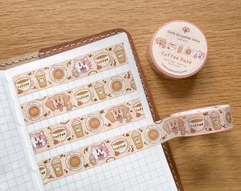 Kaffee Datum 15 mm Washi Tape mit Goldfolie
