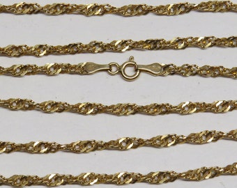 Vintage MILOR Necklace 14k Yellow Gold Twisted Singapore style Chain 36 inches – 4.7g Italy