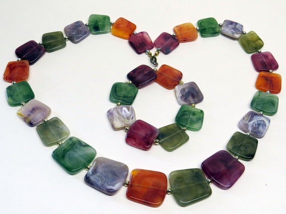 Multi-color Graduated Gemstone-like rounded flat … - image 4