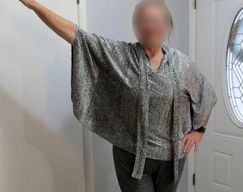 70’s Disco Blouse Dazzling Semi-Metallic Textured Slip-over Top by Mademoiselle Inc.
