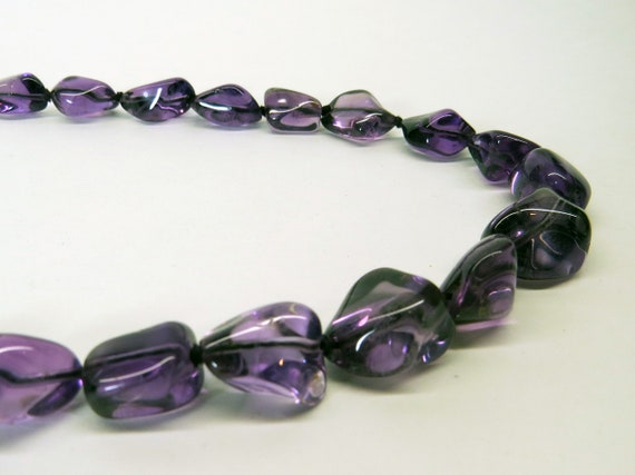 Vintage Hand Knotted Amethyst 26” Graduated Bead … - image 4