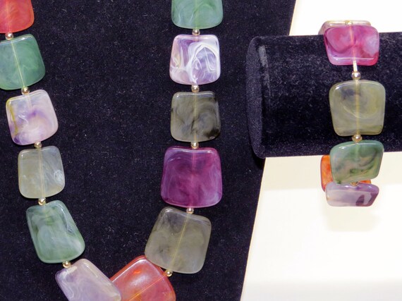 Multi-color Graduated Gemstone-like rounded flat … - image 7