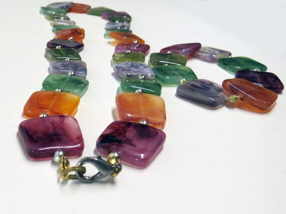 Multi-color Graduated Gemstone-like rounded flat … - image 3