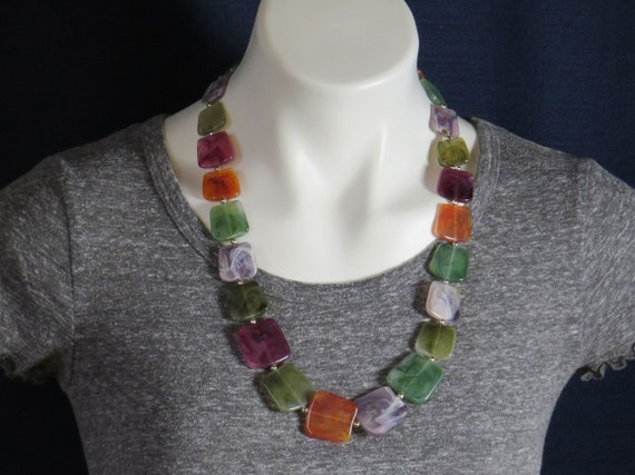 Multi-color Graduated Gemstone-like rounded flat … - image 6