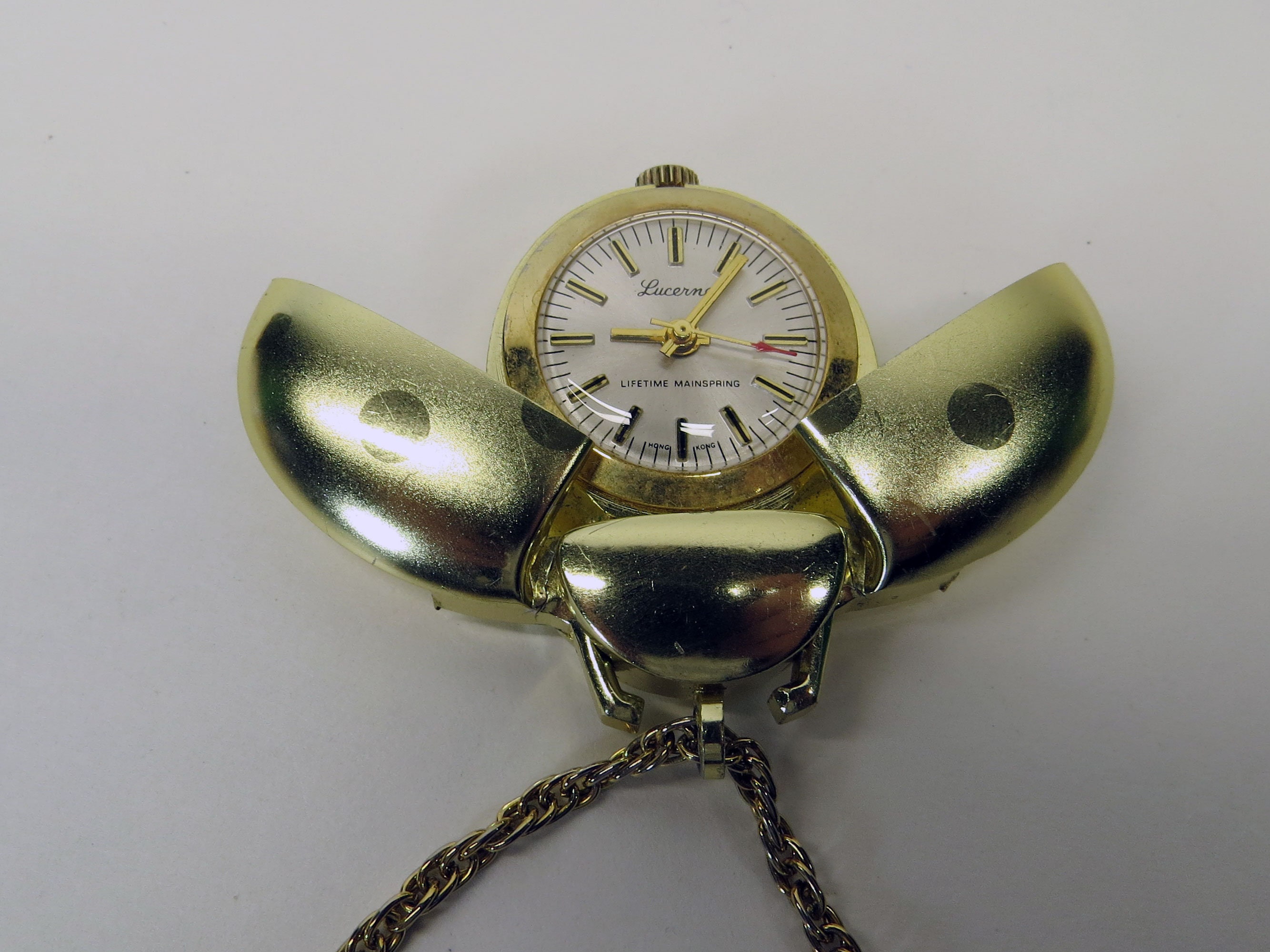 Vintage Lucerne Gold-tone Ladybug Pendent Watch Wind-up  display picture 3
