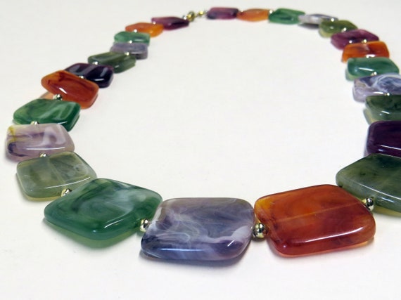 Multi-color Graduated Gemstone-like rounded flat … - image 8