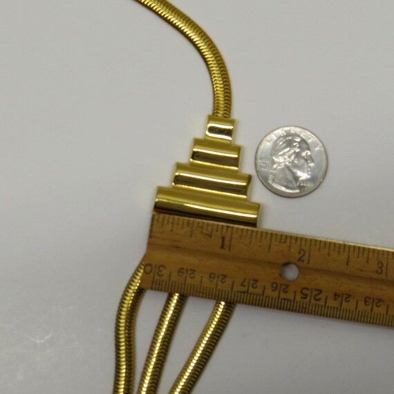 1980’s Snake Chain Multi-Strand Art Deco Necklace… - image 8