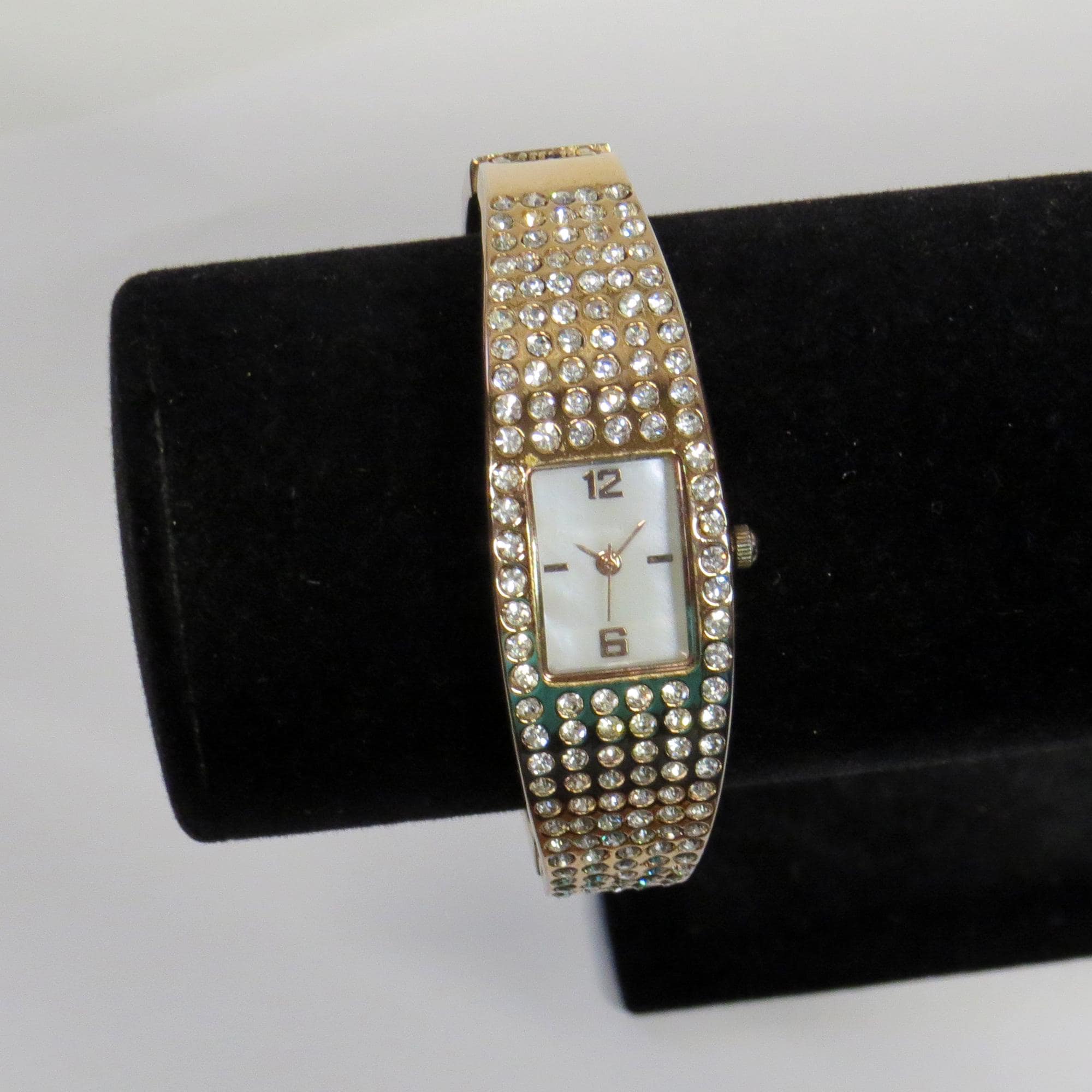 Vintage Folio Rhinestone Ladies Watch With Hinged Clamper  display picture 2