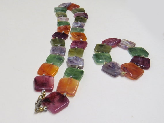 Multi-color Graduated Gemstone-like rounded flat … - image 2