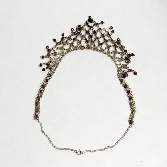 1970’s 925 Silver Bib Statement 17” Necklace Flor… - image 9