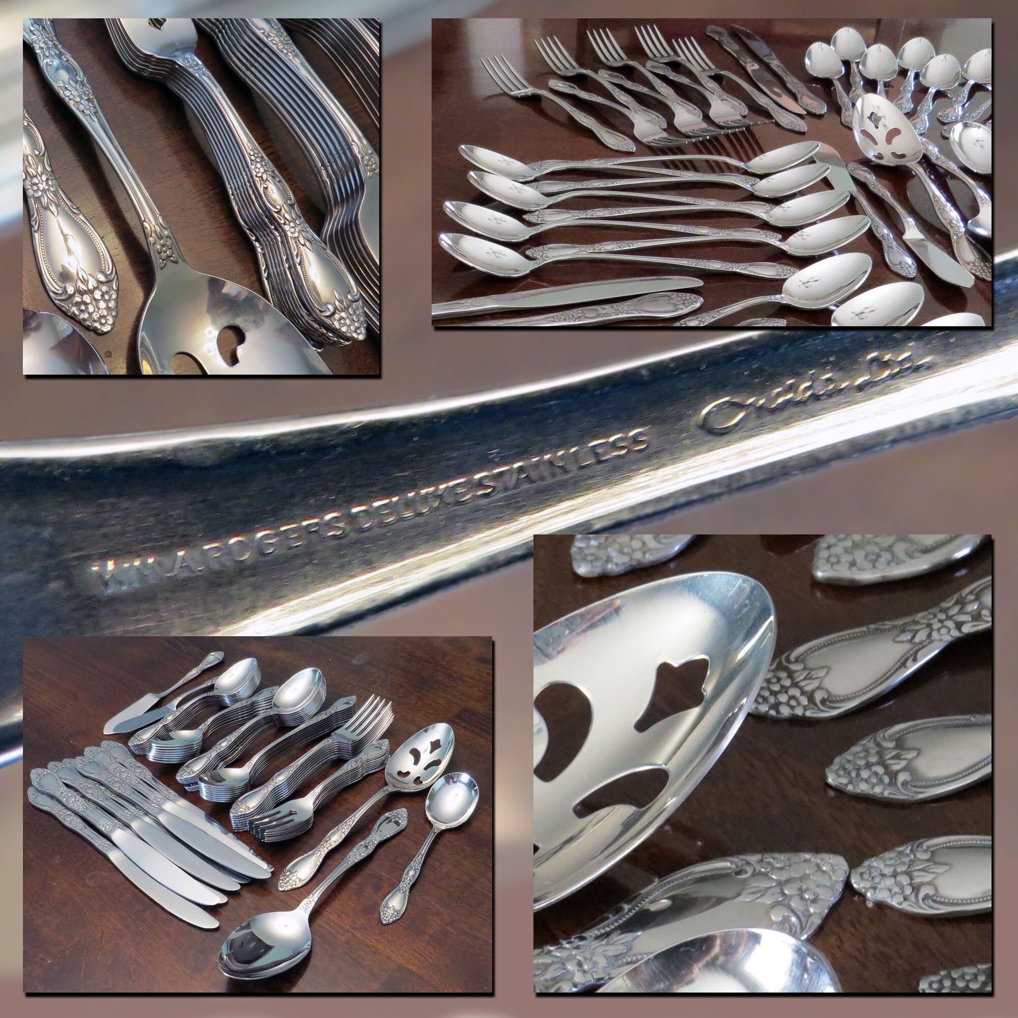 65 Piece Oneida Huntington WM A. Rogers Deluxe Stainless Vintage 1970s